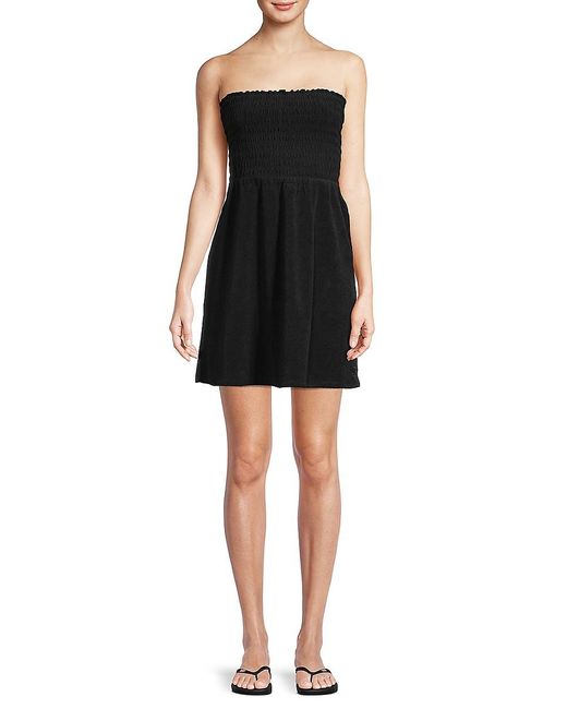 Juicy Couture Strapless Smocked Velour Dress in Black Lyst