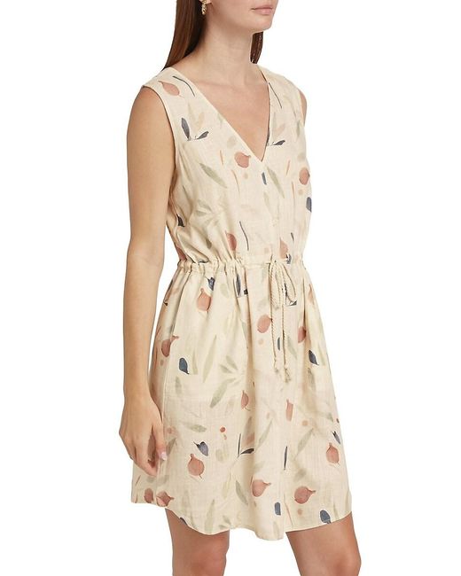 Splendid Natural Botanical Linen-Blend Drawstring Minidress