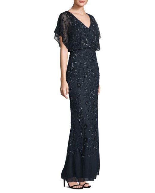 Adrianna Papell Flutter Sleeve Beaded Midi Dress, Moonscape | £299.00 |  Buchanan Galleries