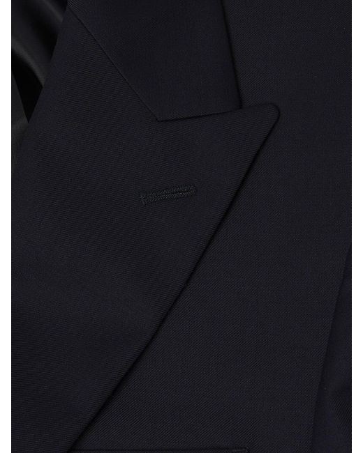Calvin Klein Blue Plain Wool-Blend Two-Button Slim-Fit Suit for men