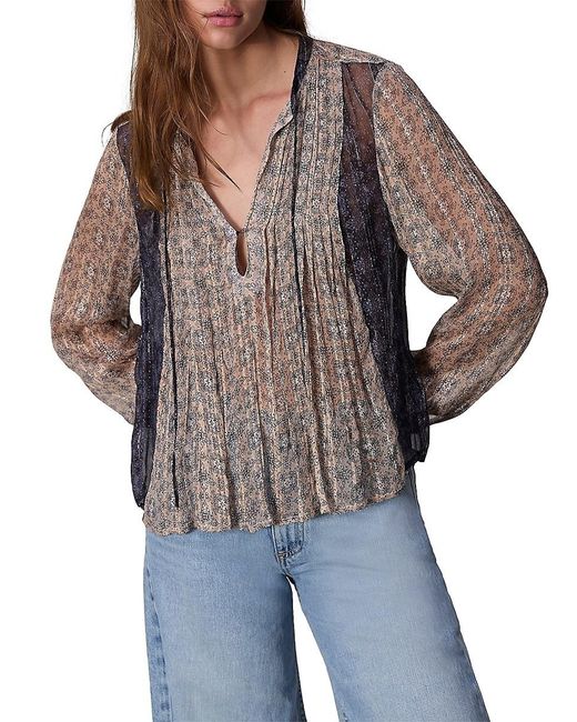 Rag & Bone Blue Amaris Floral Peasant Top