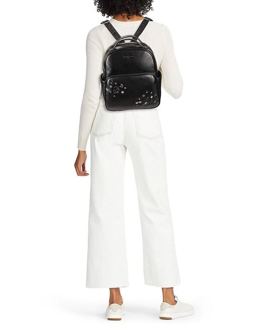 Karl Lagerfeld Blue Maybelle Embroidered Faux Leather Backpack