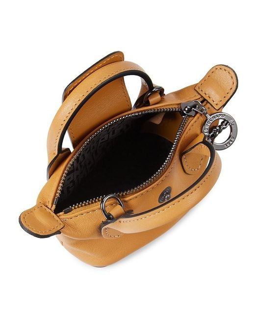 Longchamp Metallic Mini Leather Top Handle Bag