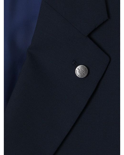 Hart Schaffner Marx Blue Plain Wool-Blend Two-Button Suit for men
