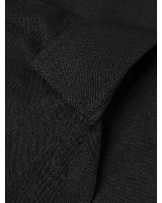 Saks Fifth Avenue Black 100% Linen Relaxed Fit Boxy Top