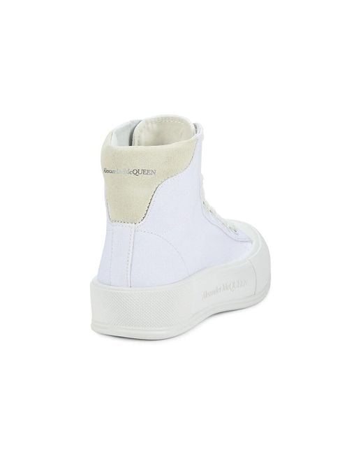Alexander McQueen White Leather High-Top Sneakers