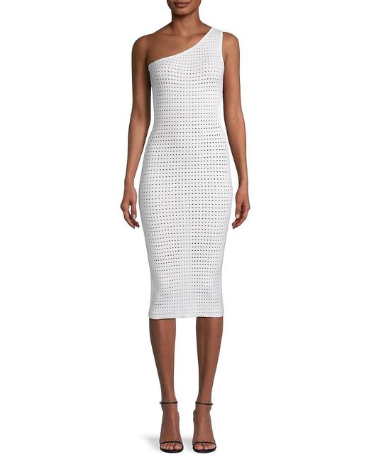 Victor Glemaud One-shoulder Perforated Bodycon Dress in White | Lyst UK