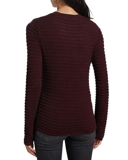 FRAME Red Smocked Silk-Cotton Crewneck Top