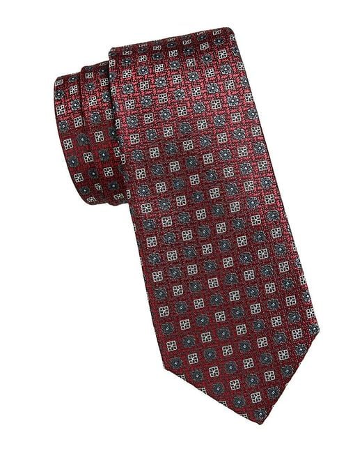 Canali Red Medallion Silk Tie for men