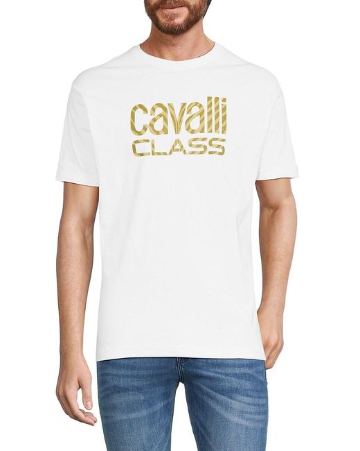 Class Roberto Cavalli White Logo Tee for men