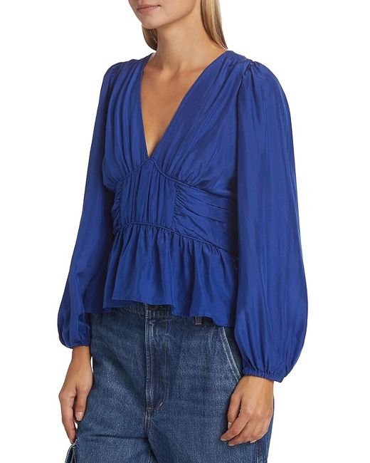 Sea Blue Fabiola Silk Ruched Blouse