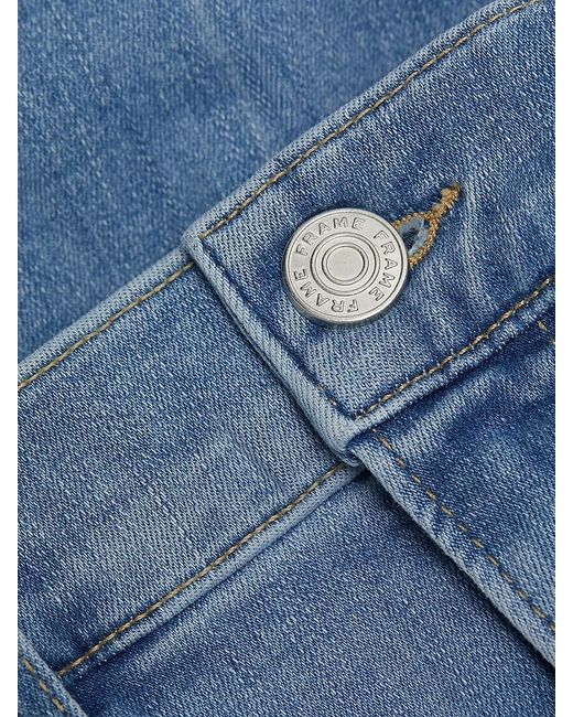 FRAME Blue Le Slim Palazzo Raw-Fray High-Rise Jeans