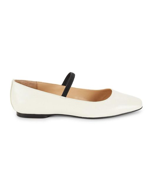 Saks Fifth Avenue White Harper Leather Ballet Flats