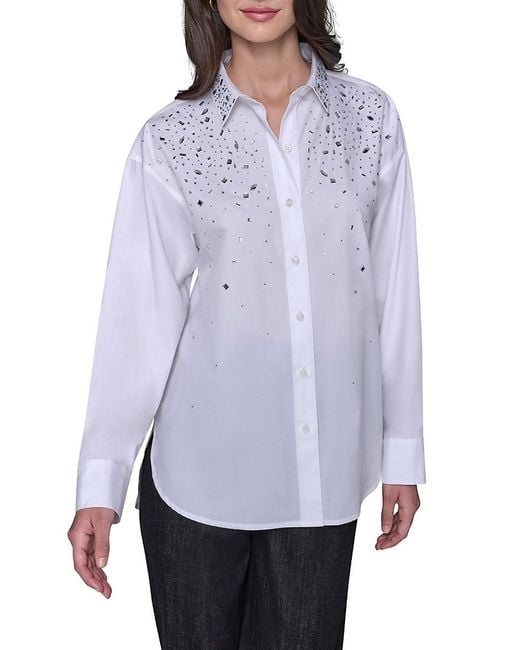 Karl Lagerfeld Purple October Fashion Hot Fix Poplin Top