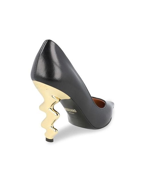 Love Moschino Black 95Mm Metal Sculpted Heel Leather Pumps