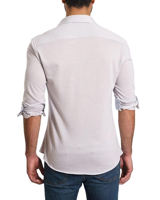 Jared Lang White 'Trim Fit Contrast Cuff Sport Shirt for men