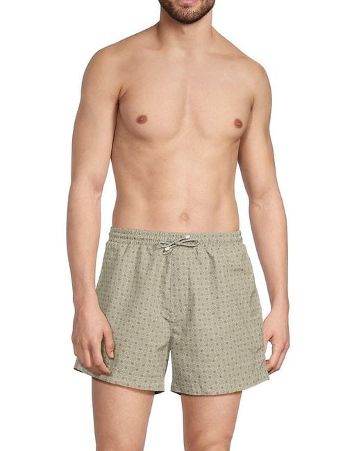 Brunello Cucinelli Green Printed Drawstring Swim Shorts for men