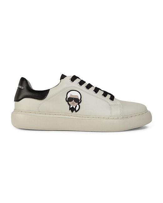 Karl Lagerfeld White Logo Low-Top Leather Sneakers for men