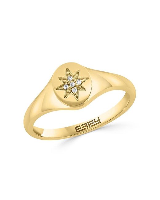 Effy Metallic 14K & 0.02 Tcw Diamond Star Signet Ring