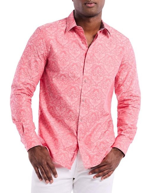 Robert Graham Pink Cotton Printed Shirt for men
