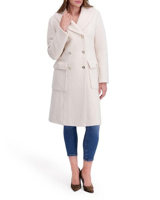 Kensie Natural Double-Breasted Wool-Blend Coat