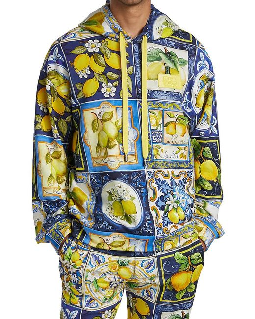 Dolce & Gabbana Synthetic Lemon Pullover Hoodie in Blue for Men | Lyst