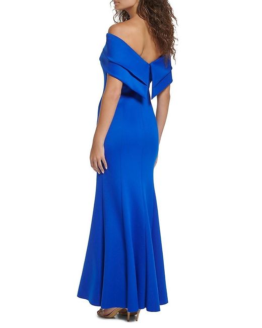 Vince Camuto Blue Off Shoulder Mermaid Gown