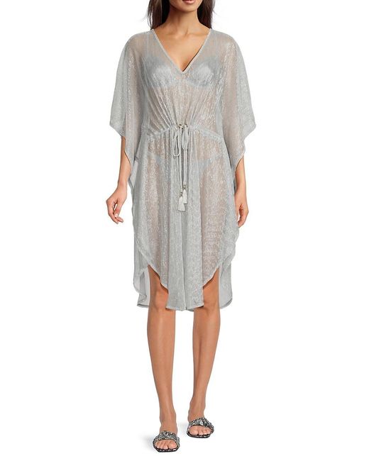 AREA STARS Gray Summer Breeze Sheer Cover-Up Dress