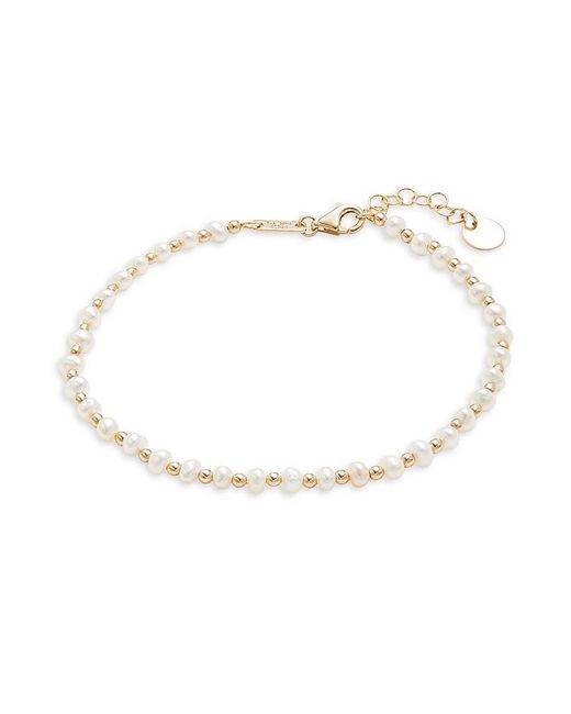 Saks Fifth Avenue White 14k Yellow Gold & 3mm Freshwater Pearl Beaded Bracelet