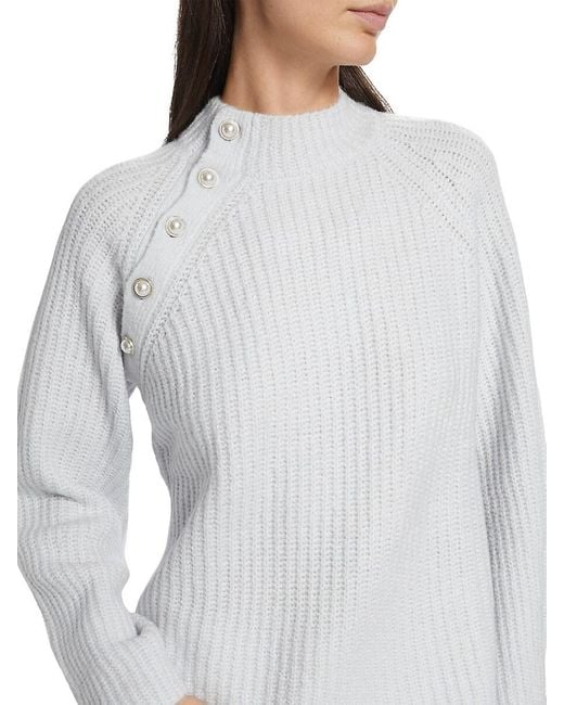 Design History Gray Asymmetric Button Sweater