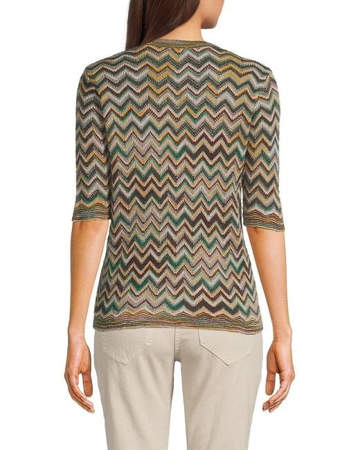 Missoni Green Chevron Knit Mohair-Blend Sweater Top