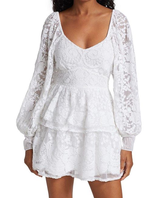 LoveShackFancy Bridal Astor Ruffle Tiered Minidress in White | Lyst