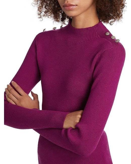 Tahari Green The Yana Rib-Knit Mock-Turtleneck Sweater