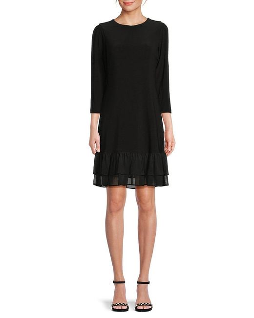 Tommy Hilfiger Black Chiffon-Trim Jersey Shift Dress