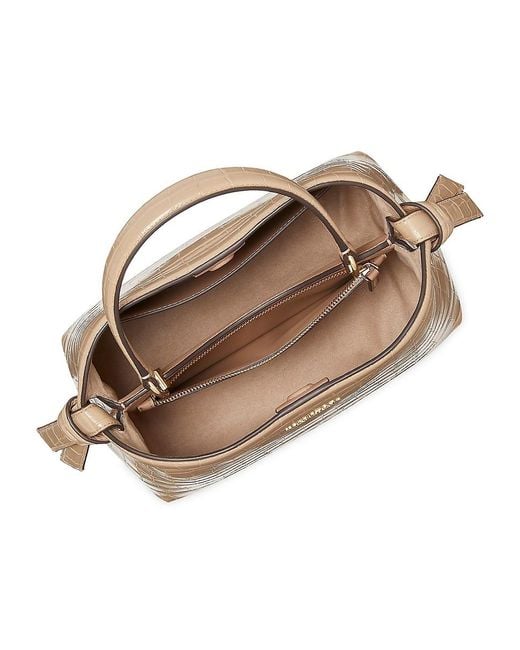 Kate Spade Natural Knott Croc-Embossed Leather Top-Handle Bag