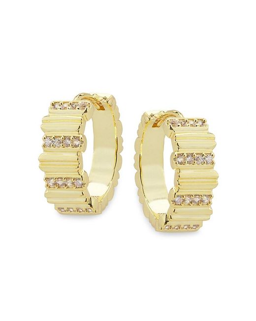 AREA STARS Metallic Everyday Icons 14K Goldplated & Cubic Zirconia Huggie Earrings
