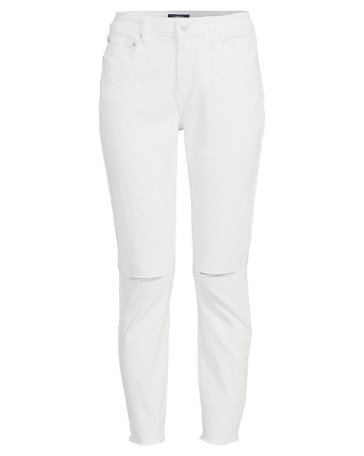 Class Roberto Cavalli White High Rise Ultra Slim Fit Slashed Knee Jeans