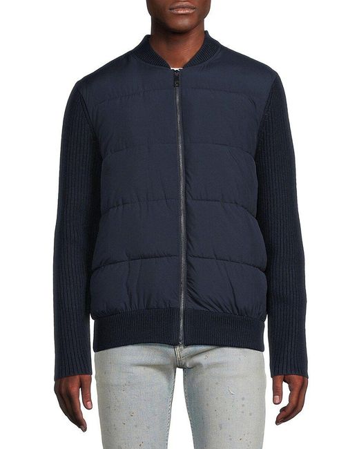 Ted Baker Spores Mixed Media Puffer Jacket in Blue for Men Lyst