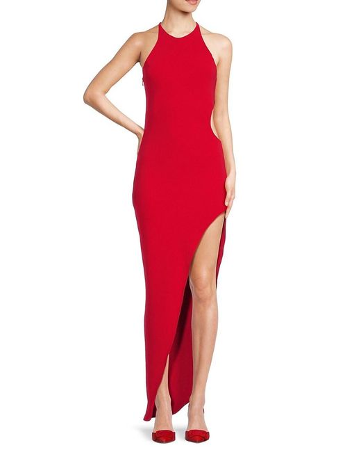 Amanda Uprichard Red Dominica Slit Maxi Dress