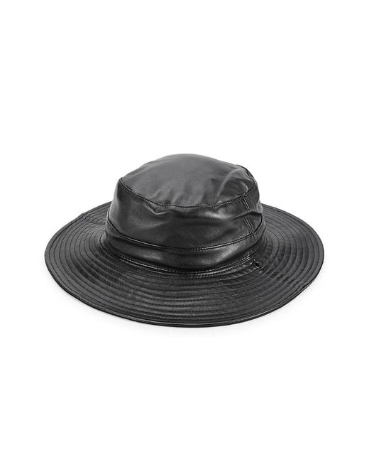 Kangol Black Faux Leather Bucket Hat for men
