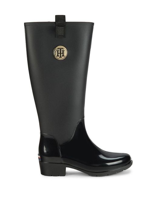 Tommy Hilfiger Synthetic Karissa 2 Logo Rain Boots in Black | Lyst