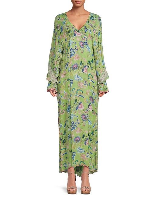Hemant & Nandita Green 'Floral Maxi Dress