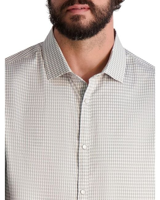 Karl Lagerfeld White Short-Sleeved Patterned Woven Shirt for men