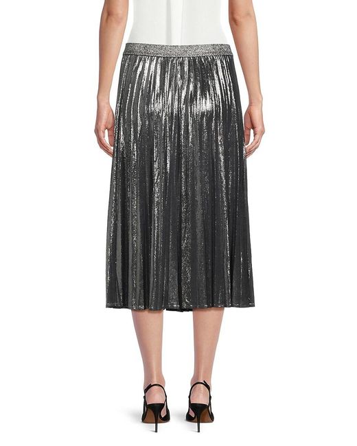 Tommy Hilfiger Black Pleated Metallic Midi Skirt
