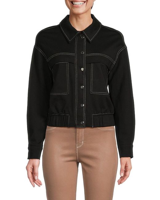 Adrianna Papell Black Utility Contrast Knit Jacket