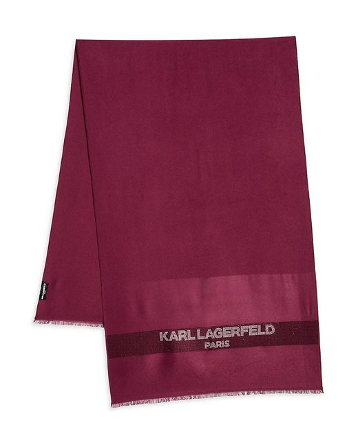 Karl Lagerfeld Red Embellished Logo Scarf