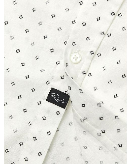 Rails White Carson Diamond Print Linen Blend Shirt for men