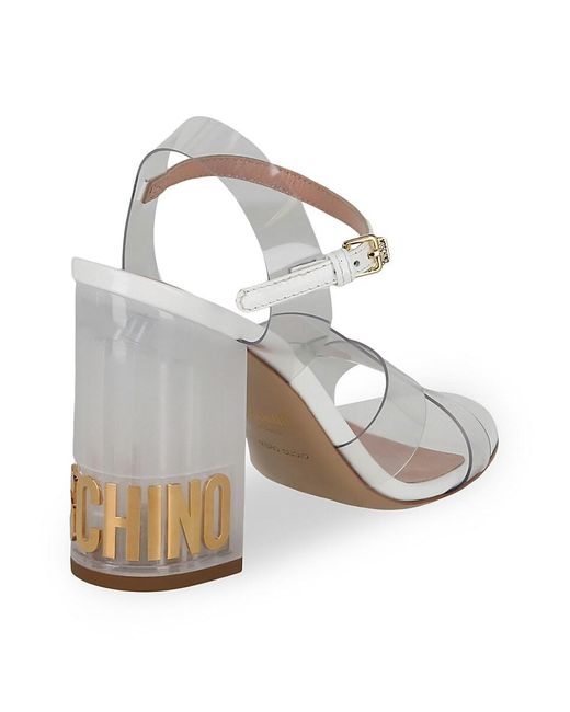 Moschino White Transparent Logo Sandals
