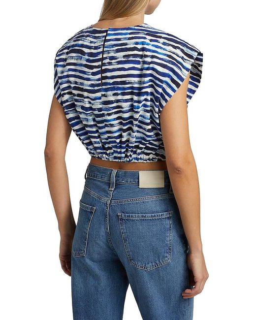 A.L.C. Blue A. L.c. Billie Linen-blend Crop Top