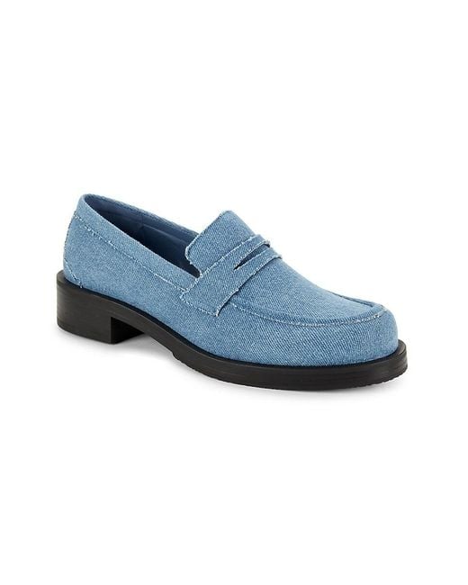 Stuart Weitzman Blue Palmer 38Mm Denim Penny Loafers